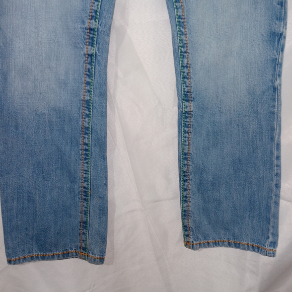 Machine Jeans Mens 30 Light Wash Distressed Denim Flap Pocket Y2K Streetwear - Picture 4 of 13